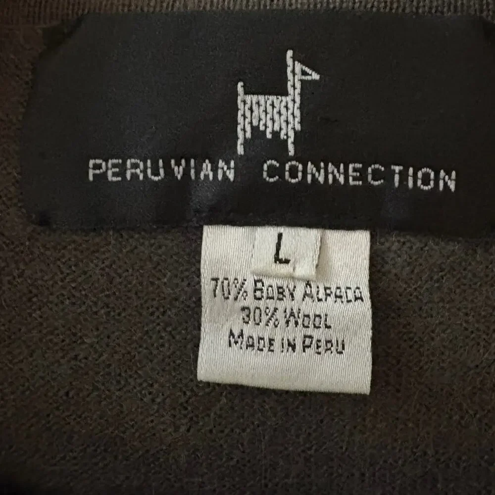 Peruvian Connection Baby Alpaca Wool Sweater L  Long Line Classic Simple FLAW